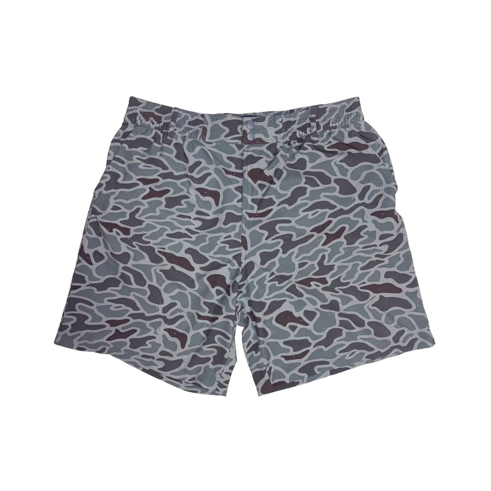 BURLEBO Everyday Shorts Mens XXL Green Retro Duck Camo 7.5" Inseam Stretch